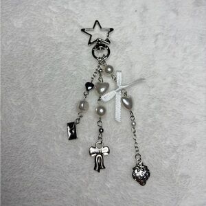 Coquette Pearl Bow Keychain 🎀 Strawberry Charm Bag Charm | 5 for $25